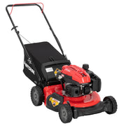 Craftsman CM11A-A2C2093 red gas-powered lawn mower, front angle on white background.