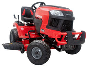 A red Craftsman riding lawn mower with black seat and large tires, photographed on a white background.