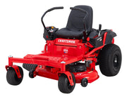 Craftsman 17AFFACS093 red zero-turn riding mower, front angle on white background, features black seat and controls.