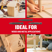 Photo collage of CRAFTSMAN CMAF122MIX15 screwdriver bits above images of woodworking, furniture assembly, and wood panels.