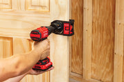 Photo of Craftsman door lock installation kit CMAH1MDL used with a drill on a wooden door.
