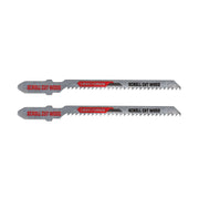 Photo of two Craftsman scroll cut wood jigsaw blades, SKU CMAJ1312WS2, side view on white background.