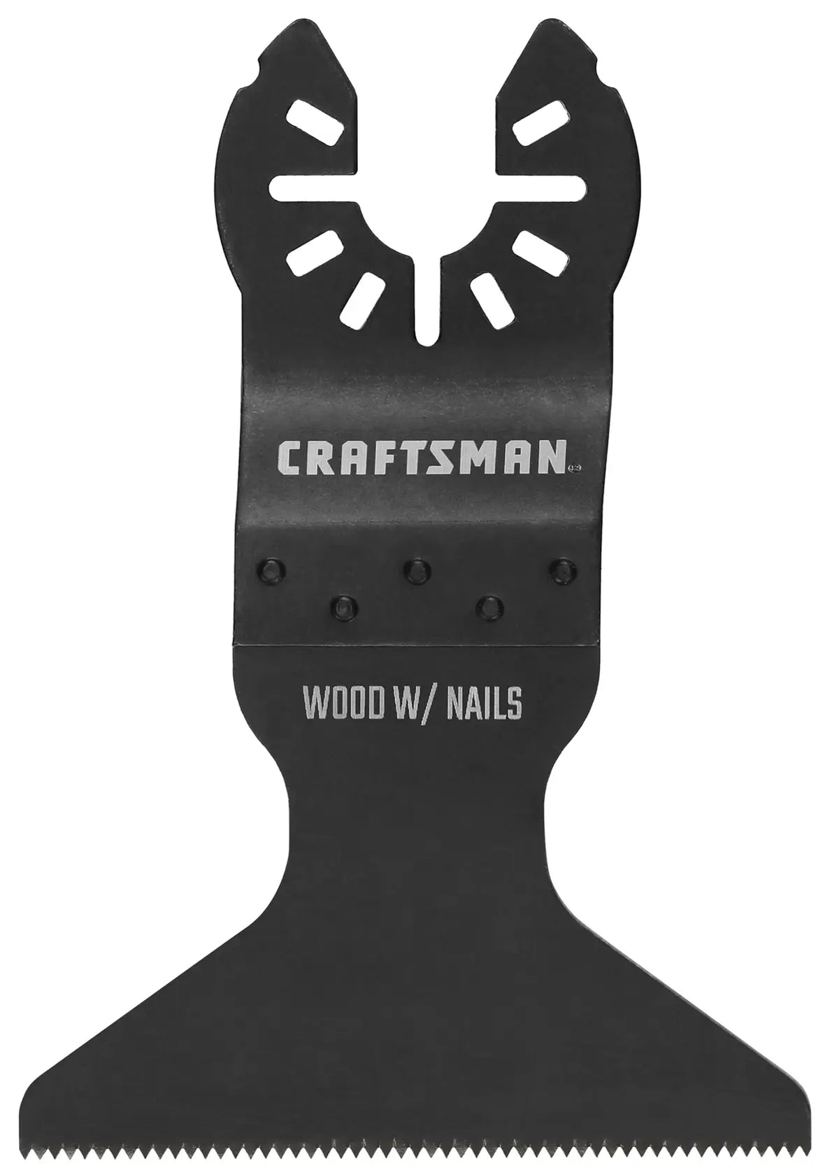 Front angle photo of Craftsman wood with nails oscillating saw blade, black, SKU CMAO180.