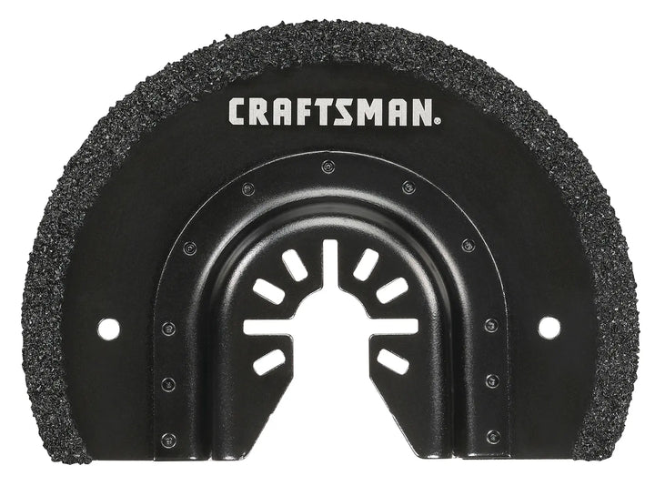 Photo of Craftsman carbide grit segment blade, black, front angle, SKU CMAO400, accessory for oscillating tools.