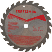 Photo of Craftsman circular saw blade CMAS272524, silver with red branding and specifications, front angle.