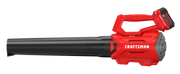 Photo of Craftsman CMCBL700M1 cordless leaf blower, red and black, side view on white background.