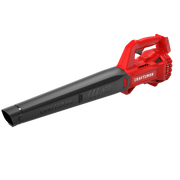 Photo of CRAFTSMAN cordless leaf blower, red and black, SKU CMCBL710B, side angle on white background.