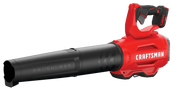 Photo of Craftsman cordless leaf blower CMCBL720B, red and black, side angle on white background.