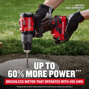 Photo of Craftsman cordless drill CMCD726B with brushless motor, drilling into concrete outdoors.