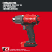 Photo of Craftsman cordless heat gun CMCE530B, red and black, side angle on white background.