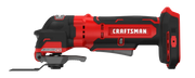 Photo of Craftsman cordless oscillating multi-tool, red and black, side view, SKU CMCE565B.