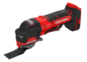 Photo of Craftsman cordless oscillating tool, red and black, SKU CMCE565B, front angled view.