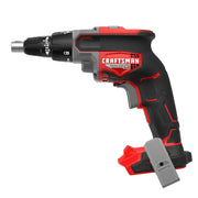 Photo of Craftsman cordless drywall screwdriver CMCF600B, black and red, side angle on white background.