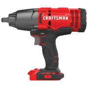 Photo of Craftsman cordless impact wrench CMCF900B, red and black, side view on white background.