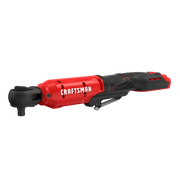 A red and black cordless ratchet wrench labeled 'CRAFTSMAN', designed for tightening and loosening nuts and bolts.
