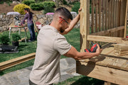 Photo of Craftsman cordless screwdriver CMCN150B used for outdoor wood deck assembly.