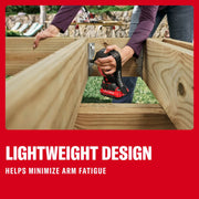 Photo of a person using a Craftsman cordless nailer CMCN150B to fasten wood beams in outdoor construction.