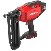 Photo of Craftsman 16 gauge cordless finish nailer, SKU CMCN616B, side angle on white background.