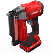 Photo of Craftsman cordless nailer model CMCN623C1, red and black, angled view on white background.