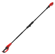 CRAFTSMAN CMCPPR320B pole pruner in red and black, side angle on white background.