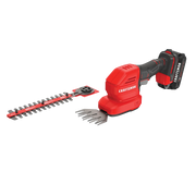 Craftsman CMCSS800C1 cordless garden shear and hedge trimmer, red and black, front angle on white background