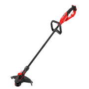 Craftsman CMCST901B cordless string trimmer, red and black, side angle on white background.