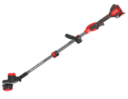 Photo of Craftsman cordless string trimmer CMCST920B, red and black, side view on white background.