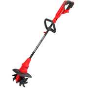 Craftsman CMCTL320B cordless garden cultivator, red and black, side angle on white background.