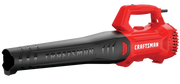Photo of Craftsman electric blower CMEBL710, red and black, side angle on white background.