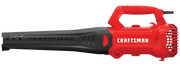 Photo of CRAFTSMAN electric leaf blower, SKU CMEBL710, red and black, side view on white background.