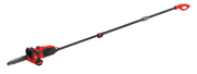 Photo of CRAFTSMAN CMECSP610 electric pole saw, red and black, side angle on white background.