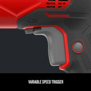 CRAFTSMAN CMED731 graphics showing red and black variable speed trigger, close-up angle.