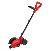 Photo of Craftsman CMEED400 lawn edger, red and black, side angle on white background.