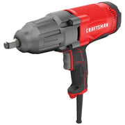 Photo of Craftsman CMEF901 corded electric impact wrench, red and black, angled view on white background.