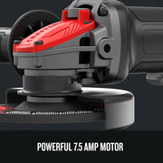Craftsman CMEG200 angle grinder, close-up, showing red motor housing and black grip handle.