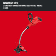 Craftsman CMESTHOS912 corded string trimmer/edger with blower, red curved shaft, front angle on red background.