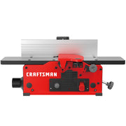 Front angle photo of Craftsman jointer CMEW020, red body with black and silver details on white background.