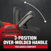 Craftsman graphics CMEW213, three-position over-molded handle shown at different angles on red tool body.