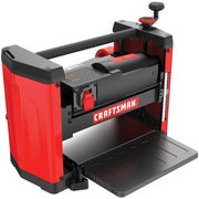 CRAFTSMAN CMEW320 red and black benchtop planer, front angle, logo visible.