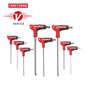 Craftsman T-handle hex key set with red and black handles, V Series, white background, CMHT26161V.