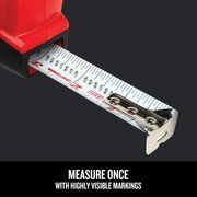 CRAFTSMAN CMHT37225S tape measure close-up, white blade with bold markings and metal hook.