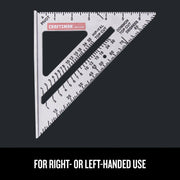Photo of CRAFTSMAN CMHT42790 metal rafter square with measurement markings, shown from top view on white background.
