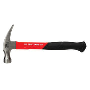 Photo of Craftsman claw hammer CMHT51399 with red and black handle, side view on white background.