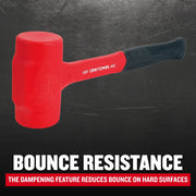 Craftsman red and black graphics mallet CMHT54169, side view on dark background.