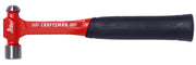 Photo of Craftsman ball peen hammer with red handle, black grip, side view, SKU CMHT54177.
