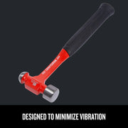 Photo of Craftsman dead blow hammer CMHT54183 with red head and black grip angled on white background.