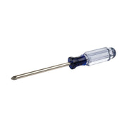 Photo of Craftsman screwdriver CMHT65004 with blue transparent handle, Phillips tip, side angle on white background.
