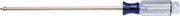 Photo of Craftsman CMHT65006 Phillips screwdriver with clear blue handle and long metal shaft, side view on white background.