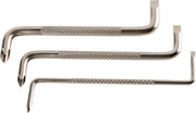 Photo of three CRAFTSMAN pry bars, SKU CMHT65042, silver finish, textured handles, side angle, on white background.
