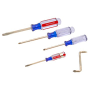 Photo of CRAFTSMAN CMHT65050 screwdriver and hex key set with blue and red transparent handles, angled on white background.